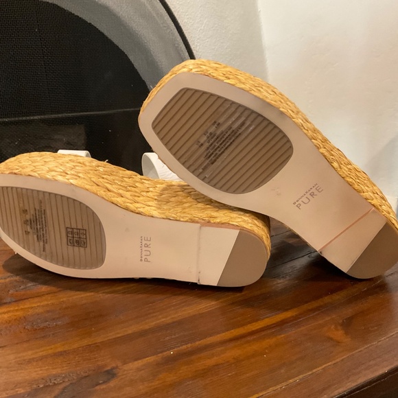 PURE Donna Karan Lolah Ankle Strap Raffia Platform Sandal White Leather Size 7 - Picture 10 of 12